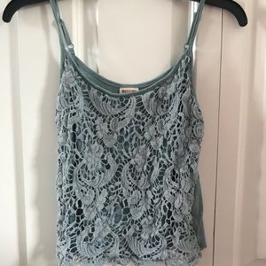 Lace tank top teal